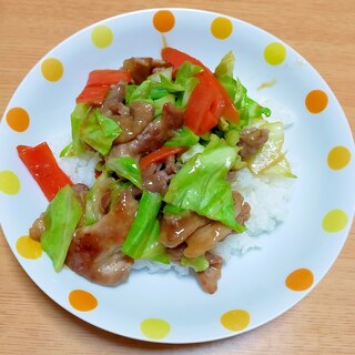 野菜と豚肉の生姜焼き丼